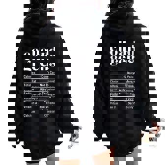 Collard Greens Nutrition Facts Thanksgiving Food Calories Women Oversized Hoodie Back Print | Mazezy