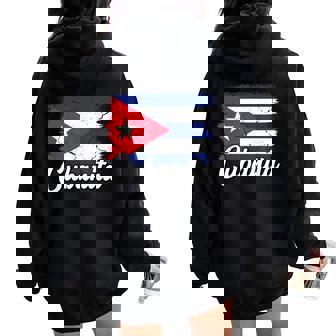 Cubanita Cuba Flag Hispanic Heritage Month Girls Women Oversized Hoodie Back Print | Mazezy