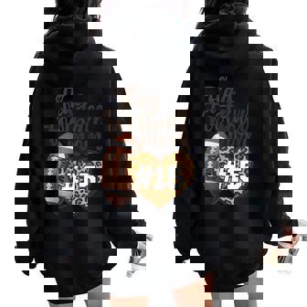 Flag Football Mom Leopard Heart Cute Women Tank Top Women Oversized Hoodie Back Print | Mazezy