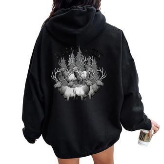 A Gang Of Elk Fun For Men Women Women Oversized Hoodie Back Print | Mazezy