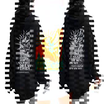 Girls Climb For The View Retro Hiking Climbing Adventure Women Oversized Hoodie Back Print | Mazezy