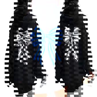 Greek Coquette Bow Koukla Greece Flag Cute Greek Girl Women Oversized Hoodie Back Print | Mazezy