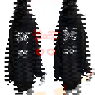 GrüEzi Girl Switzerland Flag Messy Bun Swiss Schweiz Woman Women Oversized Hoodie Back Print | Mazezy