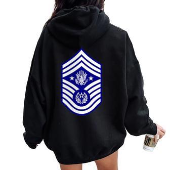 Proud Chief Master Sergeant US Air Force Veteran Vintage Women Oversized Hoodie Back Print | Mazezy