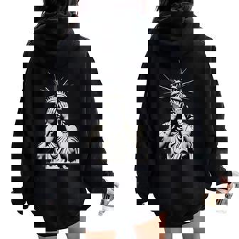 Shameful Politics Meme Crying Statue Of Liberty Women Oversized Hoodie Back Print | Mazezy