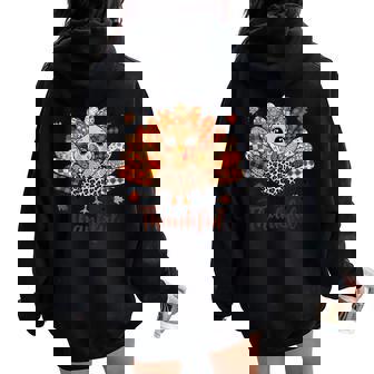 Thanksgiving Thankful Turkey Patchwork Plaid Quilting Women Tank Top Women Oversized Hoodie Back Print | Mazezy