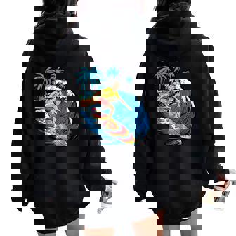 Tie Dye Surfboards With Surfer Silhouette Women Oversized Hoodie Back Print | Mazezy