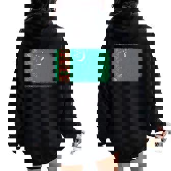 Turkmenistan Flag Graphic For Men Women Kids Premium Women Oversized Hoodie Back Print | Mazezy