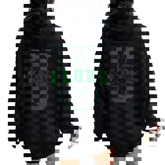 University I Love You Mom Daughter Training Academy Women Oversized Hoodie Back Print | Mazezy