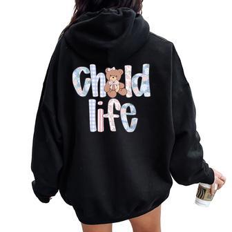Women Child Life Specialist CLS Coquette Preppy Work Women Oversized Hoodie Back Print | Mazezy