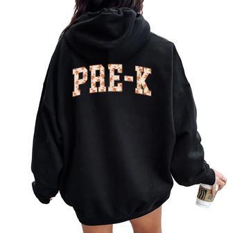 Women Preschool Teacher Gingerbread Man Winter Break Pre-K Women Oversized Hoodie Back Print | Mazezy