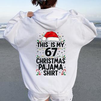 This My 67 Christmas Pajama 67 Meme Gen Alpha Boys Girls Tri-Blend Women Oversized Hoodie Back Print - Thegiftio UK