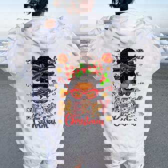 African American Merry Christmas Black Xmas Afro Puff Women Women Oversized Hoodie Back Print | Seseable CA