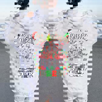 Christmas Crew Pink Flamingo Lover Family Xmas Lights Pajama Women Oversized Hoodie Back Print | Seseable CA