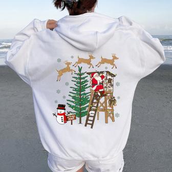 Christmas Holiday Camo Hunting Reindeer Deer Duck Xmas Santa Women Oversized Hoodie Back Print - Thegiftio UK