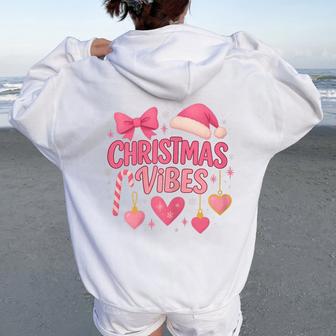Christmas Vibes Candy Cane Holiday Girls Women Oversized Hoodie Back Print - Thegiftio UK