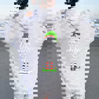 Coffee Drinking Elf Squad Xmas Family Matching Christmas Elf Women Oversized Hoodie Back Print - Thegiftio