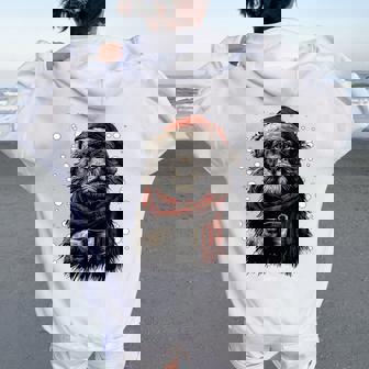 Cute Christmas Lion With Santa Hat Coffee Lover Winter Women Oversized Hoodie Back Print - Seseable