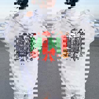 Cute Mimi Reindeer Merry Christmas Candy & Santa Hat Grandma Women Oversized Hoodie Back Print | Mazezy