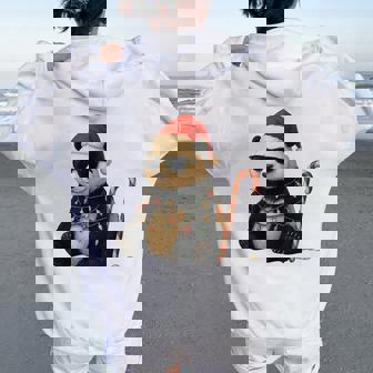 Giant Panda Christmas Graphics Animal Lights Lover Women Oversized Hoodie Back Print | Mazezy