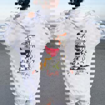 Snowman Wine Christmas Holiday Women Oversized Hoodie Back Print | Seseable CA