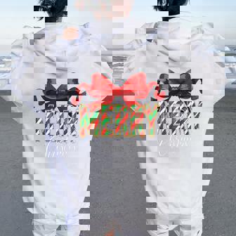 Girl Merry Christmas Coquette Bow Xmas Matching Pajama Women Oversized Hoodie Back Print | Seseable CA