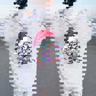 Golf Ball Santa Hat Christmas Golfing Xmas Lights Tri-Blend Women Oversized Hoodie Back Print | Mazezy