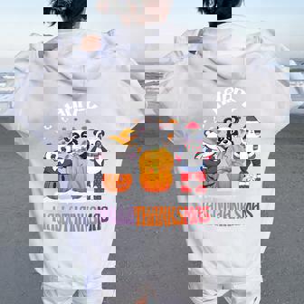 Halloween Thanksgiving Christmas Panda Happy Hallothanksmas Tri-Blend Women Oversized Hoodie Back Print | Seseable CA