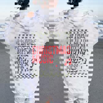 Life Happens Christmas Music Helps Retro Groovy Saying Quote Women Oversized Hoodie Back Print | Seseable CA