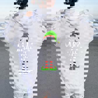 Mama Elf Squad Xmas Family Matching Group Christmas Elf Women Oversized Hoodie Back Print - Thegiftio