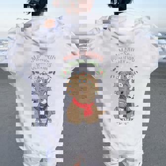 Mama Saurus Triceratops Dinosaur Christmas Women Oversized Hoodie Back Print - Seseable