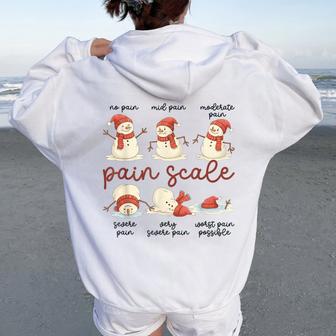 Pain Scale Snowman Nurse Christmas Holiday Women Oversized Hoodie Back Print - Thegiftio UK
