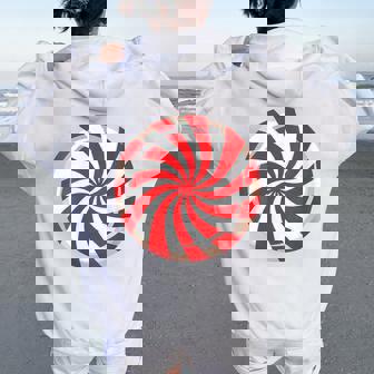 Peppermint Candy Christmas Holiday Women Oversized Hoodie Back Print - Thegiftio