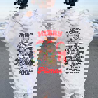 Pitbull Mom Pittie Mom Christmas Xmas Vibes Merry Pitmas Women Oversized Hoodie Back Print | Mazezy