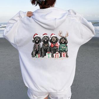 Santa Black Goldendoodle Christmas Winter Goldendoodle Mom Women Oversized Hoodie Back Print - Thegiftio UK