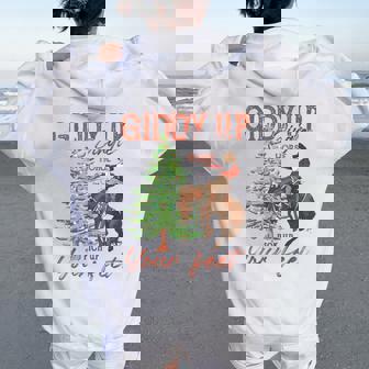 Santa Giddy Up Jingle Horse Pick Up Your Feet Cowboy Xmas Women Oversized Hoodie Back Print | Seseable FR