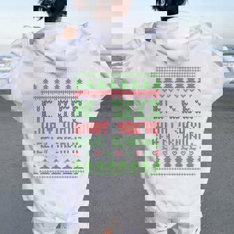 He Sees What You've Been Reading Christmas Book Women Oversized Hoodie Back Print - Thegiftio