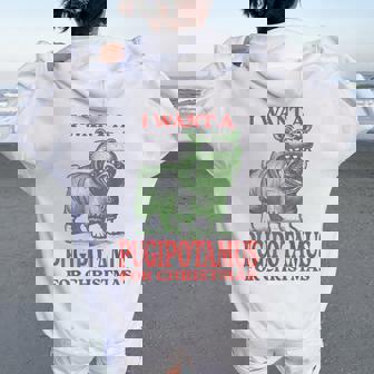 I Want A Pugipotamus For Christmas Pug Lover Xmas Pug Mom Women Oversized Hoodie Back Print | Seseable FR