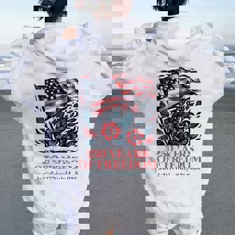 250 Years Freedom Us Flag Flowers 250Th Anniversary Women Women Oversized Hoodie Back Print - Thegiftio