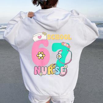 67 Meme School Nurse Pastel Retro Women Oversized Hoodie Back Print - Thegiftio UK