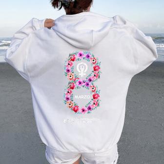 8M Marzoímbolo Feminista Día Internacional Dela Lila Cuello Women Oversized Hoodie Back Print - Regaloses