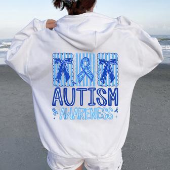 In April We Wear Blue Autism Awareness Coquette Bow Women Women Oversized Hoodie Back Print | Seseable UK