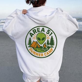 Area 51 Ufo Graphic For Alien Women Oversized Hoodie Back Print | Mazezy