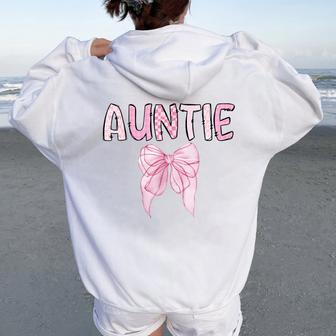 Auntie Birthday Girl Matching Coquette Pink Bow Women Oversized Hoodie Back Print | Seseable FR