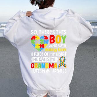 Autism Awareness Grandma Autistic Heart Proud Autism Grandma Women Oversized Hoodie Back Print | Seseable UK