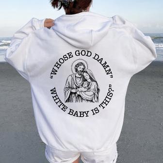 Baby Is This Christian Nativity Parody Women Oversized Hoodie Back Print - Thegiftio UK