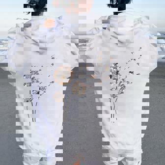 Basset-Hound Dandelion Flower Basshole Dog Mom Mama Women Women Oversized Hoodie Back Print | Seseable UK