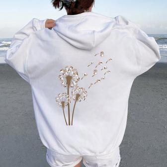 Beagle Flower Fly Dandelion Dog Lover Dog Dad Women Oversized Hoodie Back Print | Seseable CA