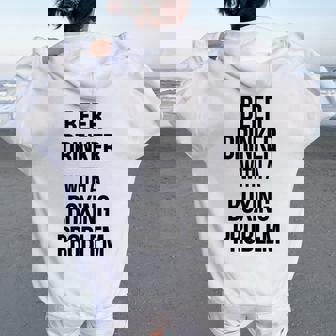 Beer Drinker With A Boxing Problem おもしろワークアウトボクサー 長袖tシャツ レディース オーバーサイズ パーカー バックプリント - Kawaiitshirt