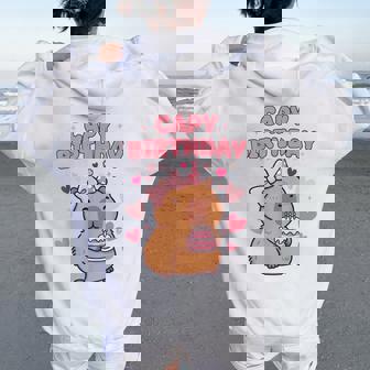 Capybara Birthday Girl Cute Capybara Animal Lovers Bow Party Women Oversized Hoodie Back Print | Seseable CA